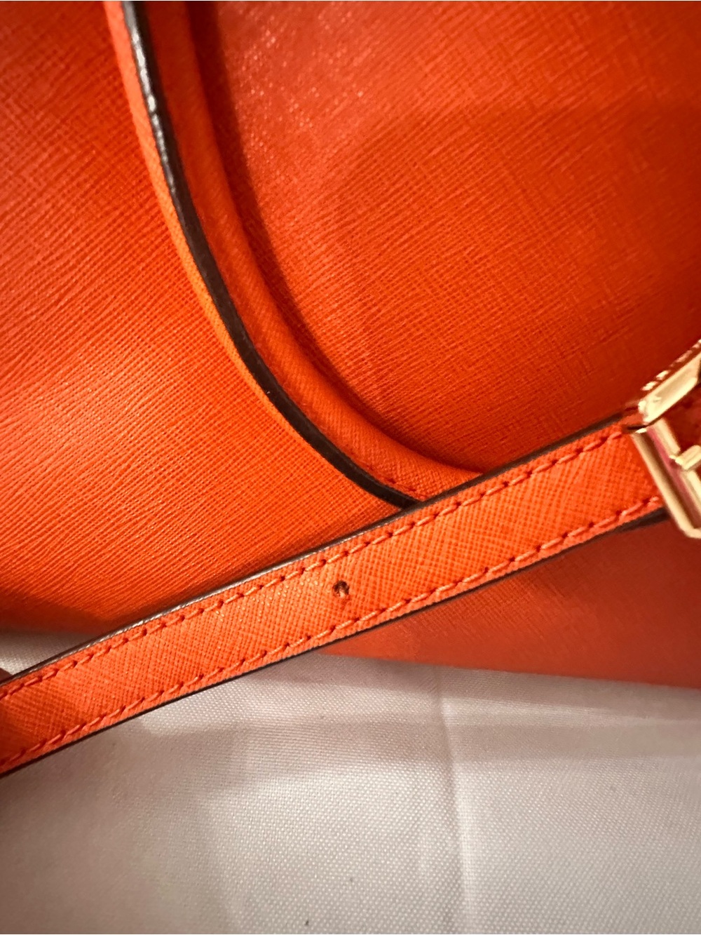 Michael Kors Bright Orange Saffiano Leather Satchel - Picture 5 of 7
